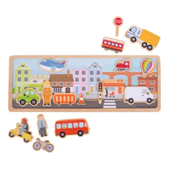 Bigjigs Toys - Mágneses puzzle Város - JátékManufaktúra