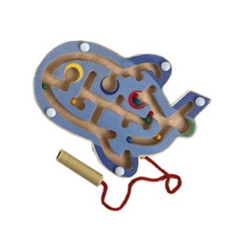 Bigjigs Toys Drevený magnetický labyrint Modré lietadlo