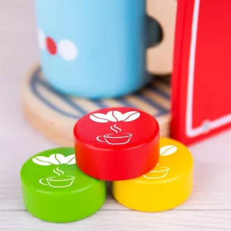 Bigjigs Toys Drevený kávovar červený - poškodený obal