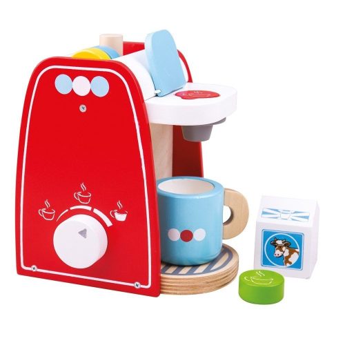 Bigjigs Toys Drevený kávovar červený