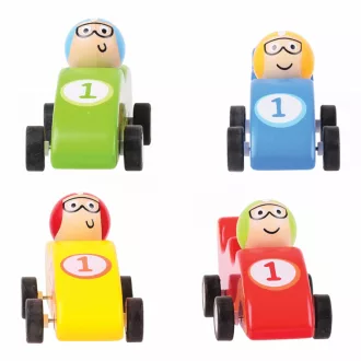 Bigjigs Toys - Színes fa versenyautó 1 db - JátékManufaktúra