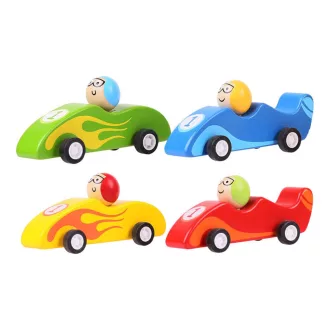 Bigjigs Toys - Színes fa versenyautó 1 db - JátékManufaktúra