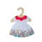 Bigjigs Toys - Fehér virágos ruha piros gallérral babának 25 cm - JátékManufaktúra