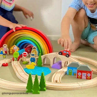 Bigjigs Rail - Nyolcas fa vonatpálya - JátékManufaktúra