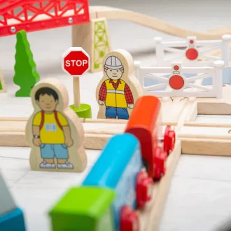Bigjigs Rail - Város és falu fa vonatpálya 91 db - JátékManufaktúra