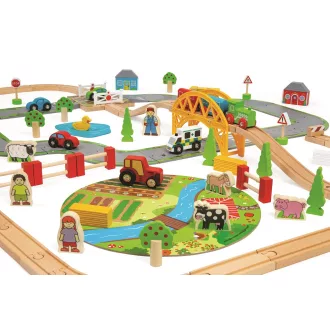 Bigjigs Rail - Vidéki út fa vonatpálya 80 db - JátékManufaktúra