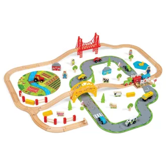 Bigjigs Rail - Vidéki út fa vonatpálya 80 db - JátékManufaktúra