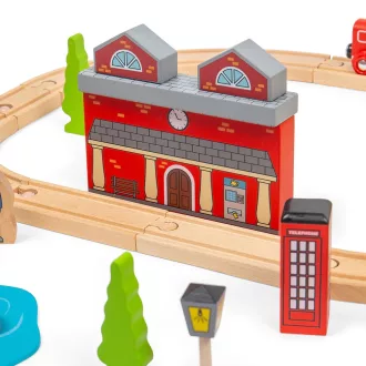 Bigjigs Rail - Vonat- és autópálya szett - JátékManufaktúra