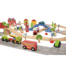 Bigjigs Rail - Vonat- és autópálya szett - JátékManufaktúra