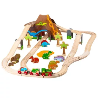 Bigjigs Rail - Fa vonatpálya dinoszaurusz - JátékManufaktúra