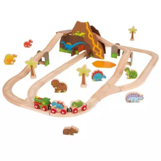 Bigjigs Rail - Fa vonatpálya dinoszaurusz - JátékManufaktúra