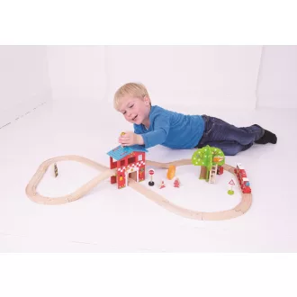 Bigjigs Rail - Tűzoltóállomás fa vonatpálya - JátékManufaktúra