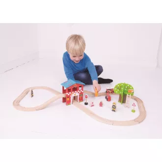 Bigjigs Rail - Tűzoltóállomás fa vonatpálya - JátékManufaktúra