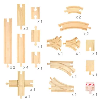 Bigjigs Rail - Fa sínkészlet 25 db - JátékManufaktúra