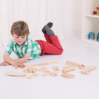 Bigjigs Rail - Fa sínkészlet 25 db - JátékManufaktúra