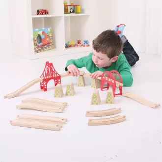 Bigjigs Rail - Fa sínkészlet hídhoz 18 db - JátékManufaktúra