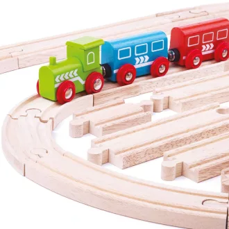 Bigjigs Rail - Fa sínkészlet 24 db - JátékManufaktúra