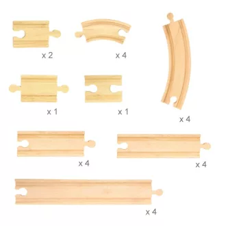 Bigjigs Rail - Fa sínkészlet 24 db - JátékManufaktúra