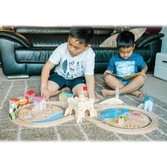 Bigjigs Rail - Tengerpart takarítás fa vonatpálya 70 db - JátékManufaktúra