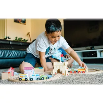 Bigjigs Rail - Tengerpart takarítás fa vonatpálya 70 db - JátékManufaktúra