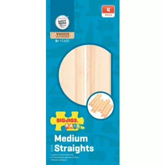Bigjigs Rail - Közepes egyenes sín 16 cm (4 db) - JátékManufaktúra