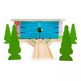 Bigjigs Rail - Hármas depó kapukkal - JátékManufaktúra