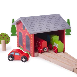 Bigjigs Rail - Tégla depó 2 vonathoz - JátékManufaktúra