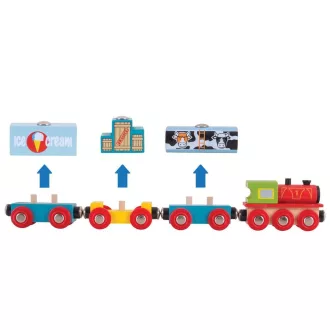 Bigjigs Rail - Áruszállító vonat + 3 sín - JátékManufaktúra