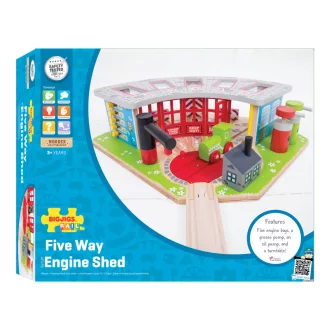 Bigjigs Rail - Exkluzív vasúti depó 5 vonathoz - JátékManufaktúra
