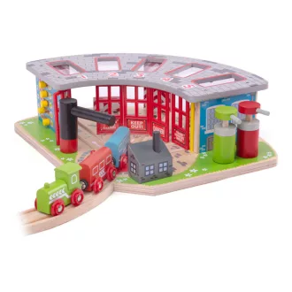 Bigjigs Rail - Exkluzív vasúti depó 5 vonathoz - JátékManufaktúra