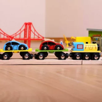 Bigjigs Rail - Tehervonat autókkal és sínekkel - JátékManufaktúra