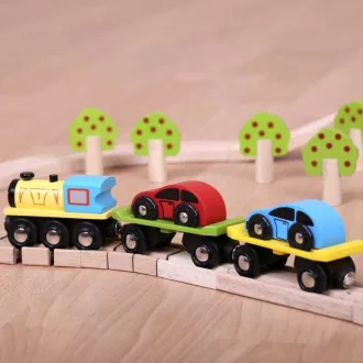 Bigjigs Rail - Tehervonat autókkal és sínekkel - JátékManufaktúra