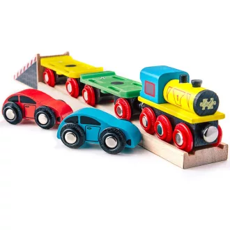 Bigjigs Rail - Tehervonat autókkal és sínekkel - JátékManufaktúra