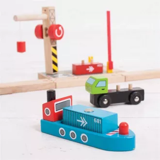 Bigjigs Rail - Konténer átrakó állomás - JátékManufaktúra
