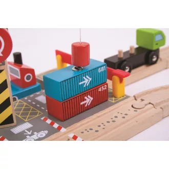 Bigjigs Rail - Konténer átrakó állomás - JátékManufaktúra