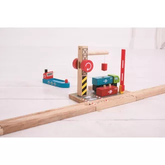 Bigjigs Rail - Konténer átrakó állomás - JátékManufaktúra