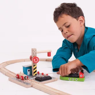 Bigjigs Rail - Szénrakodó daruval - JátékManufaktúra