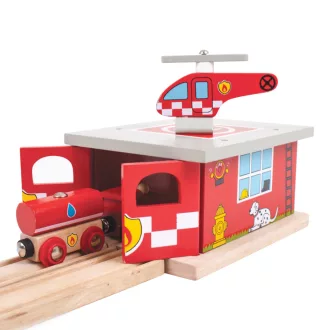 Bigjigs Rail - Tűzoltó depó állomás - JátékManufaktúra