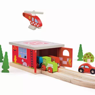 Bigjigs Rail - Tűzoltó depó állomás - JátékManufaktúra
