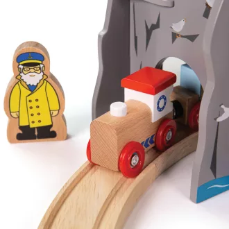Bigjigs Rail - Alagút világítótoronnyal és heliporttal - JátékManufaktúra