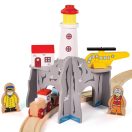 Bigjigs Rail - Alagút világítótoronnyal és heliporttal - JátékManufaktúra