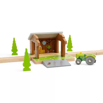 Bigjigs Rail - Pajtás épület a síneken - JátékManufaktúra