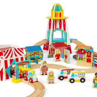 Bigjigs Rail - Vidámparki fa vonatpálya 54 db - JátékManufaktúra