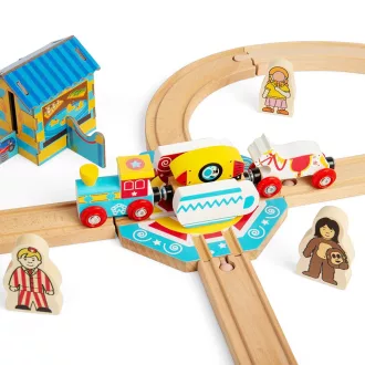 Bigjigs Rail - Fordítókorong tealev mintával - JátékManufaktúra