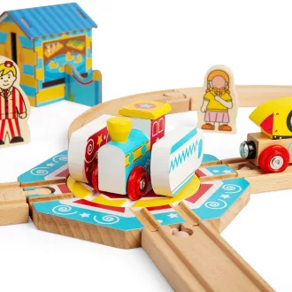 Bigjigs Rail - Fordítókorong tealev mintával - JátékManufaktúra