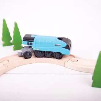 Bigjigs Rail - Elektromos mozdony Mallard, kék - JátékManufaktúra