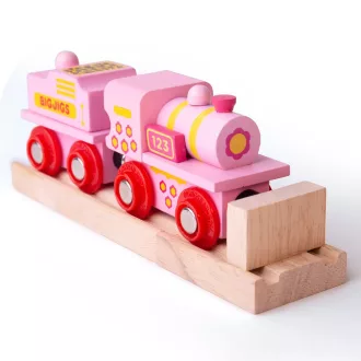 Bigjigs Rail - Rózsaszín mozdony szerkocsival - JátékManufaktúra