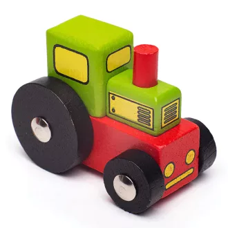 Bigjigs Rail - Vagon traktorral + 2 sín - JátékManufaktúra