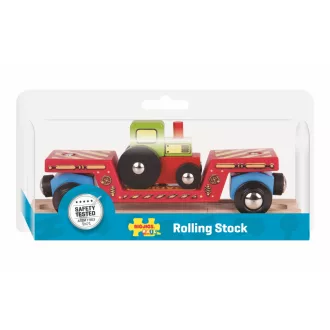 Bigjigs Rail - Vagon traktorral + 2 sín - JátékManufaktúra