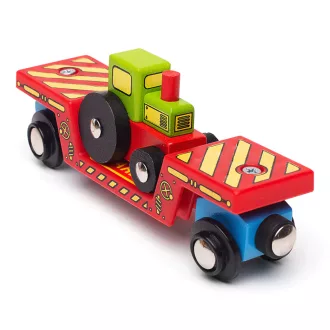 Bigjigs Rail - Vagon traktorral + 2 sín - JátékManufaktúra